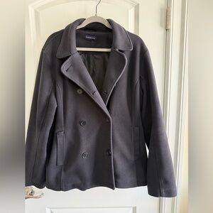 Lands' End Women's Black Fleece Peacoat XL